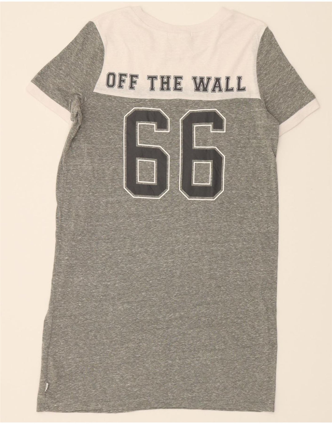 VANS Womens Graphic T-Shirt Dress UK 14 Medium Grey Colourblock Polyester Vintage Vans and Second-Hand Vans from Messina Hembry 