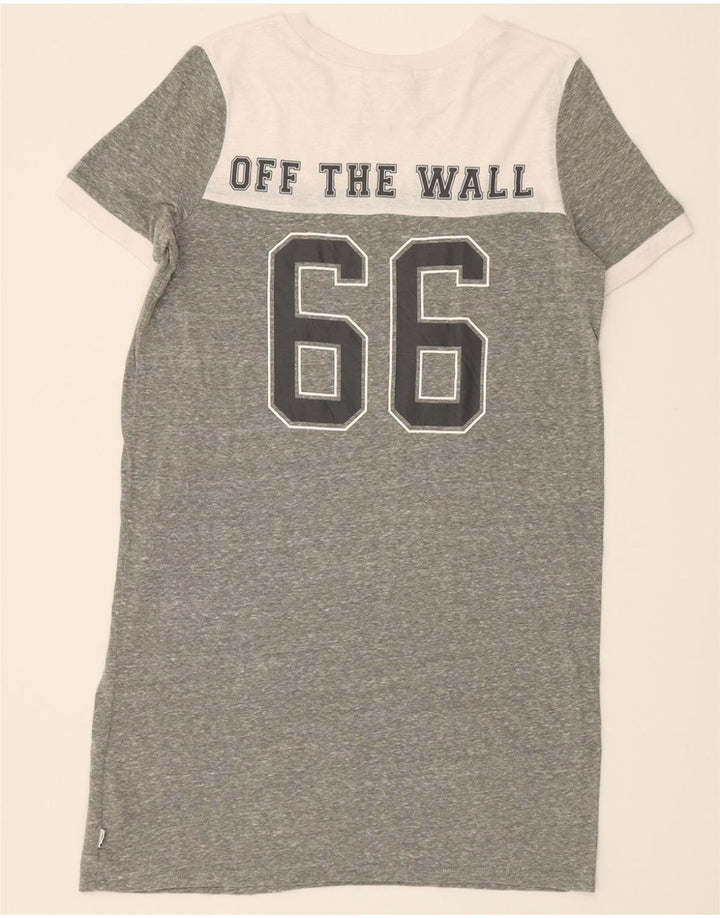 VANS Womens Graphic T-Shirt Dress UK 14 Medium Grey Colourblock Polyester Vintage Vans and Second-Hand Vans from Messina Hembry 
