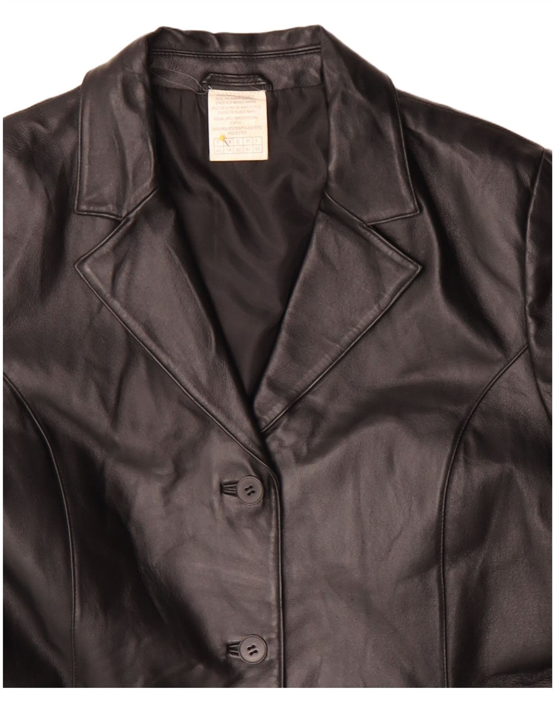 Palton de piele vintage pentru femei UK 14, mare, negru, poliester