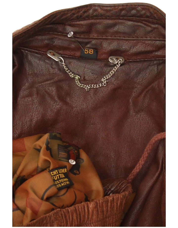 Geacă din piele vintage pentru bărbați IT 58 4XL din piele maro