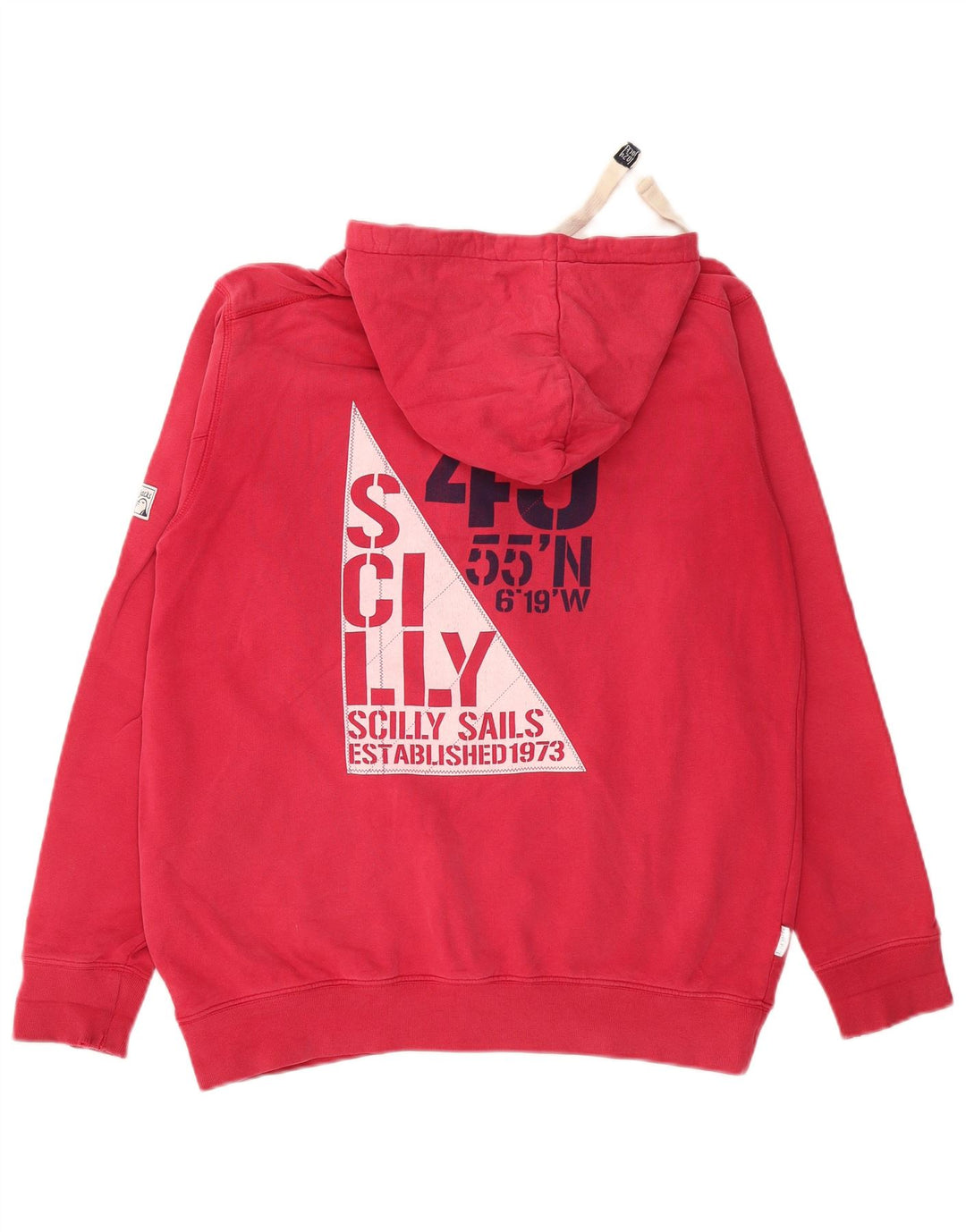 VINTAGE Pulover cu glugă grafic pentru bărbați, bumbac roșu mediu