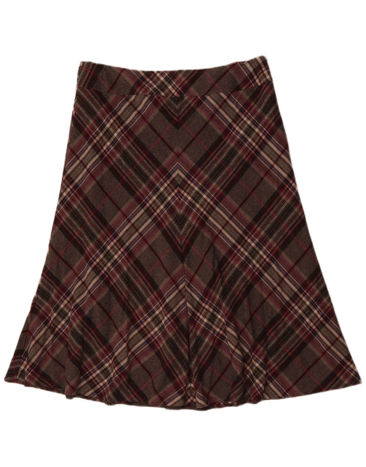 Fustă în formă de A pentru femei VIYELLA UK 16 mare W36 Lână cu carouri gri