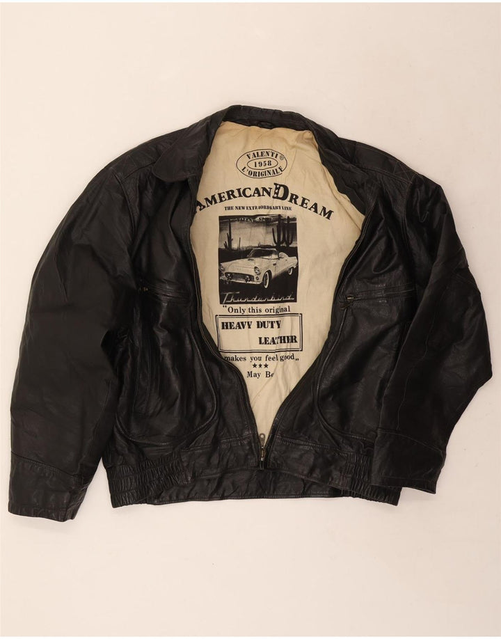 Jachetă de piele vintage pentru bărbați IT 56 3XL neagră