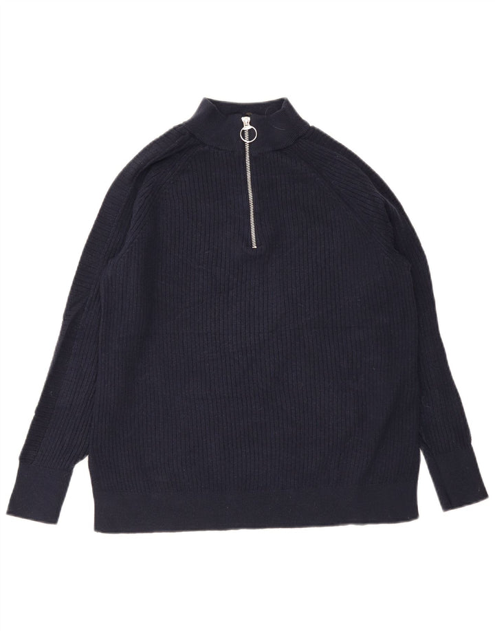 Pulover pentru femei Marks & Spencer, cu fermoar, cu gât, UK 14 Medium Bleumarin