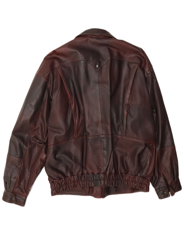 Geacă de piele vintage pentru bărbați IT 50 Large Burgundy