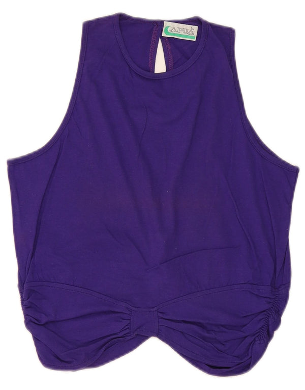 Bluză de bluză vintage pentru femei, UK 12, bumbac violet mediu