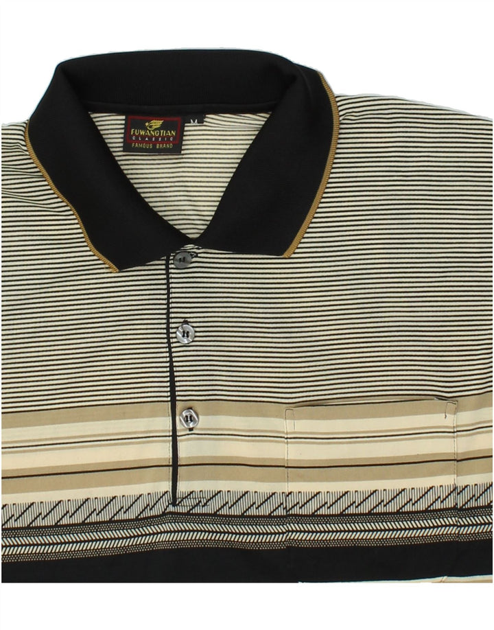 VINTAGE Tricou polo pentru bărbați, poliester cu dungi gri mediu