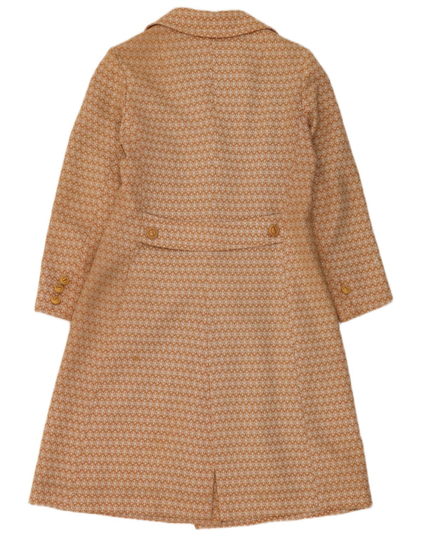 Pardesiu vintage pentru femei UK 10 Small Beige Geometric
