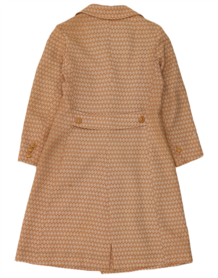 Pardesiu vintage pentru femei UK 10 Small Beige Geometric
