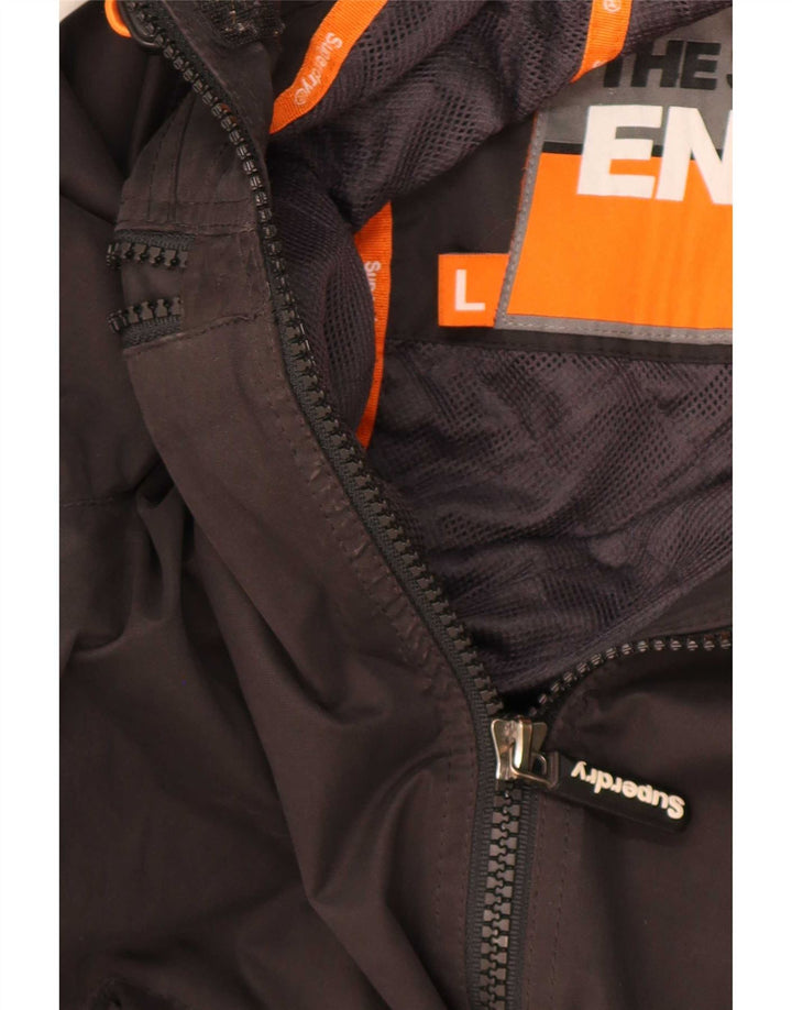 Jachetă de vânt cu glugă Superdry pentru bărbați UK 40 Poliester negru mare
