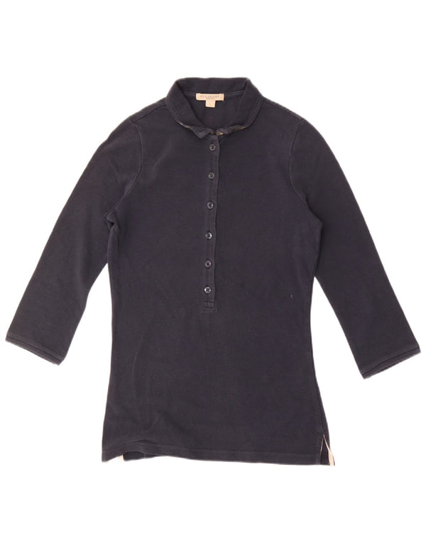 Tricou polo Burberry pentru femei cu mâneci 3/4 UK 10 mic bumbac bleumarin