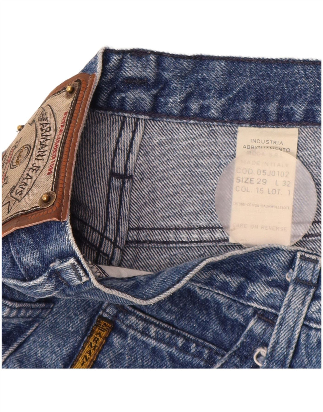 Pantaloni scurți din denim cu talie înaltă pentru femei ARMANI W29 bumbac albastru mediu