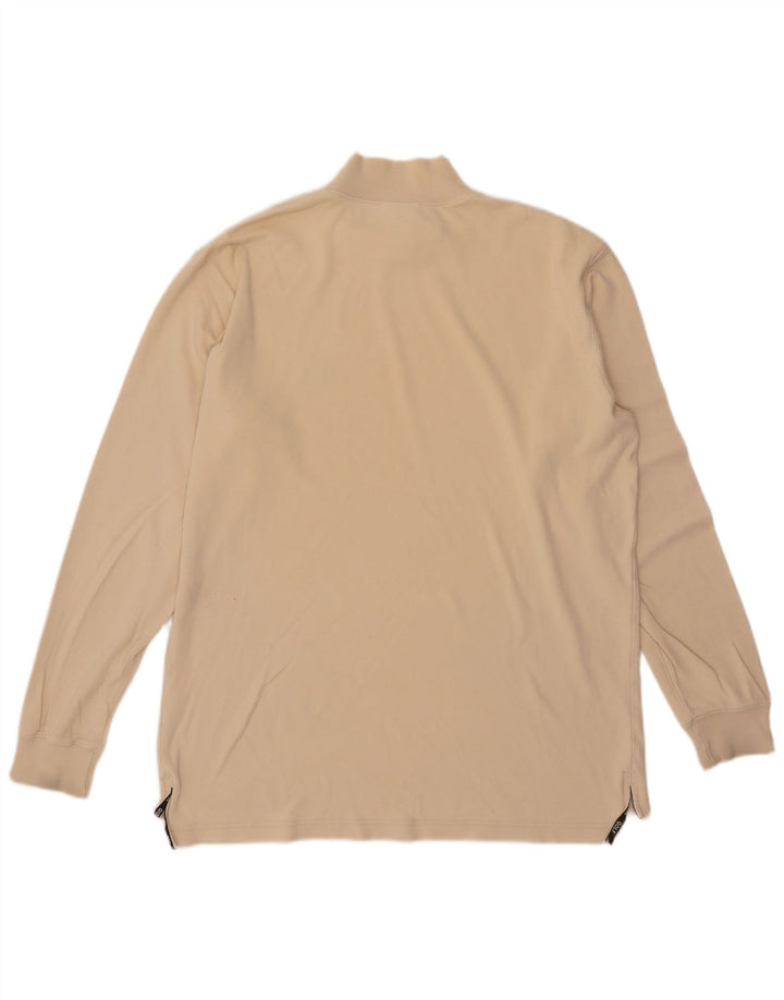 Adidas Mens Top Maneca Lunga UK 38/40 Medium Bej Bumbac