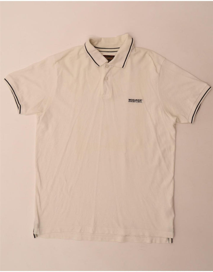 Tricou polo pentru bărbați Woolrich, bumbac alb XL