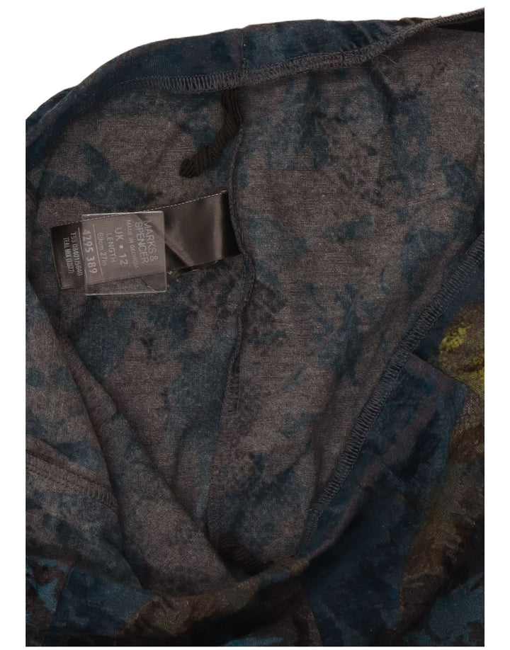 Fustă A-Line pentru femei Marks & Spencer UK 12 Medium W30 Poliester Floral Albastru
