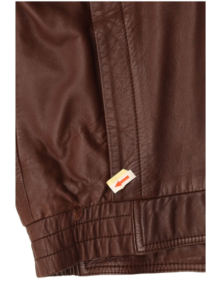 Jachetă de piele NOBLE pentru bărbați, cu tăiere lentă, EU 44 XS, piele maro