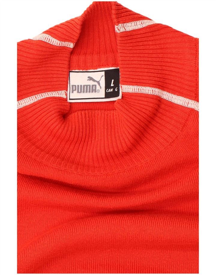 Puma Pulover cu gât țestoasă pentru bărbați, mare, roșu, color block