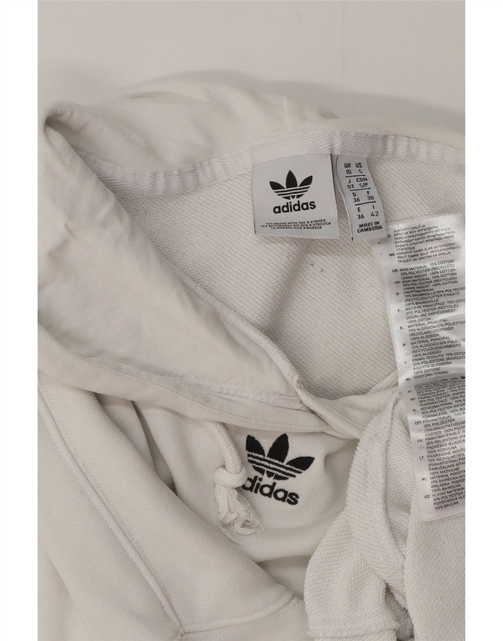 ADIDAS Pulover oversize Crop Hoodie pentru femei UK 10 Bumbac alb mic