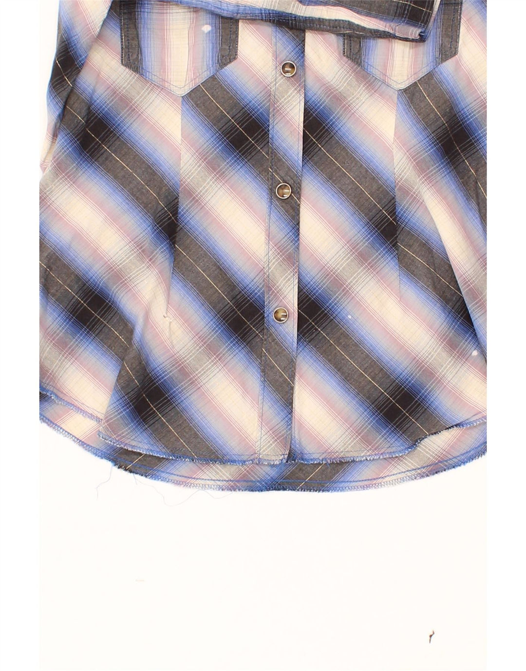LEE Womens Short Sleeve Shirt UK 12 Medium Blue Check Cotton Vintage Lee and Second-Hand Lee from Messina Hembry 