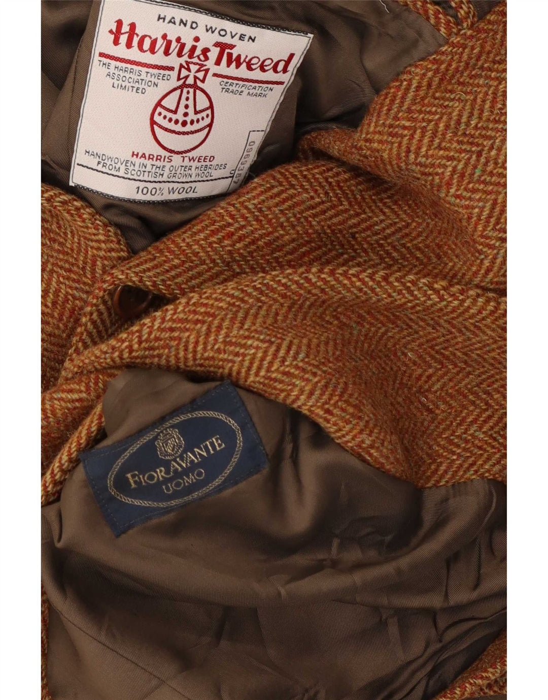 Jachetă pentru bărbați Harris Tweed, cu 2 nasturi, IT 54 2XL, lână maro în spină de pește