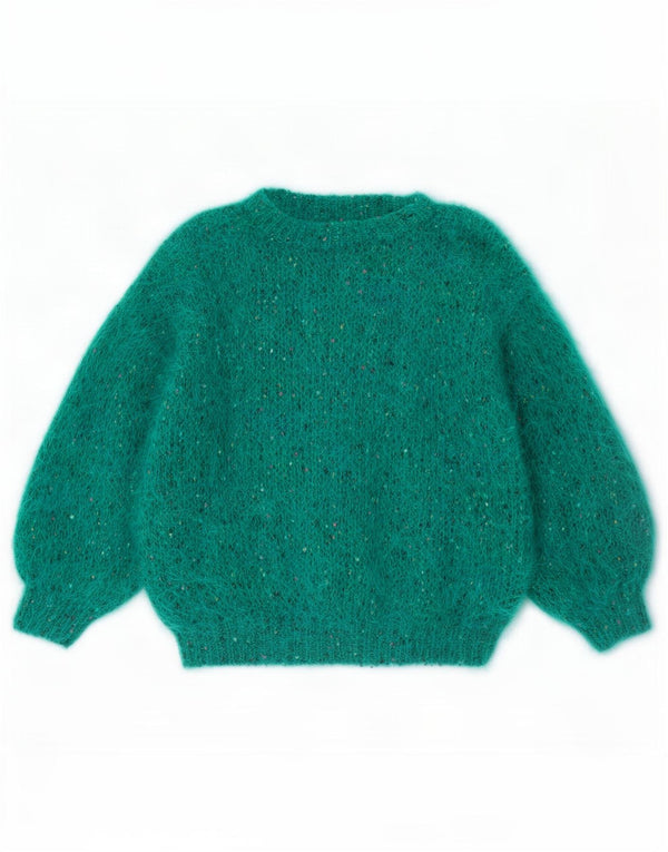 Pulover vintage de damă supradimensionat cu gât de barcă, Marea Britanie 18 XL, verde pătat