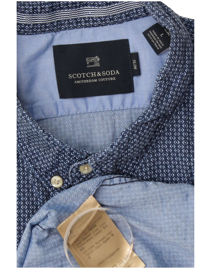 Cămașă subțire pentru bărbați Scotch & Soda, mare, albastru, geometric din bumbac