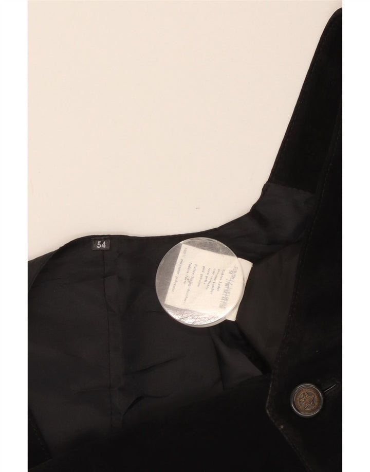 Vestă vintage pentru bărbați din piele intoarsa IT 54 XL din piele neagra