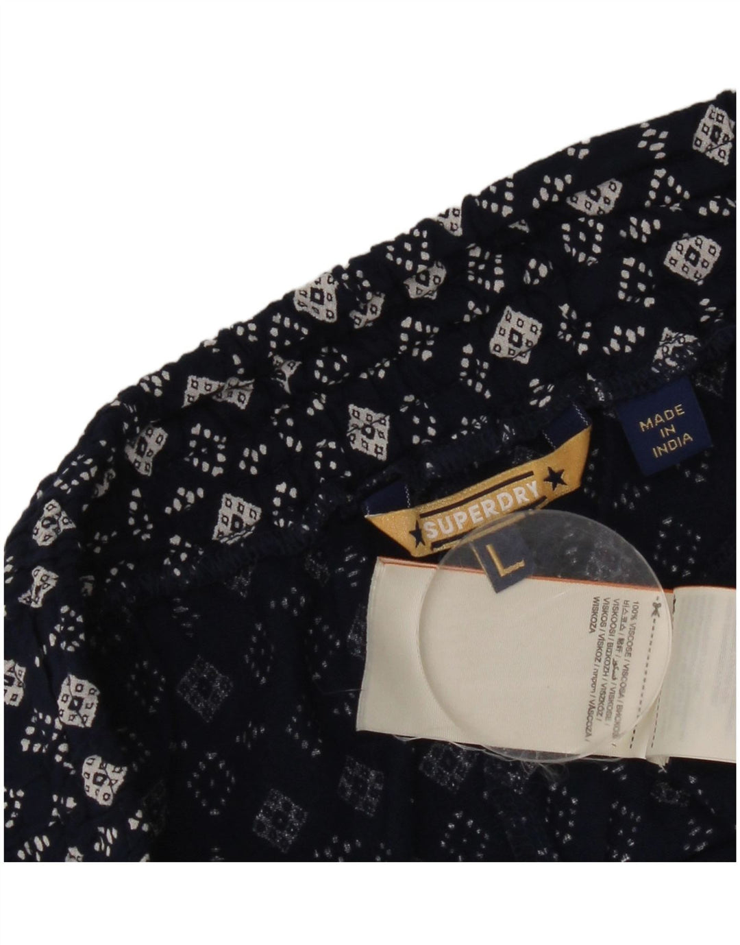 Pantaloni caldi pentru femei Superdry Large W32 Bleumarin Geometric Viscose