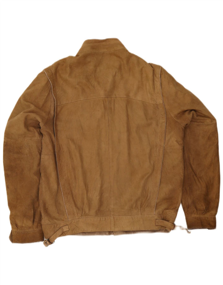 Jachetă de piele vintage pentru bărbați UK 40 Large Beige