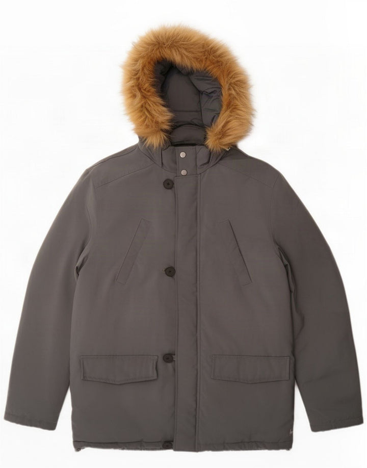 Jack Wills Mens Hooded Jacket UK 40 Large Gri Poliester