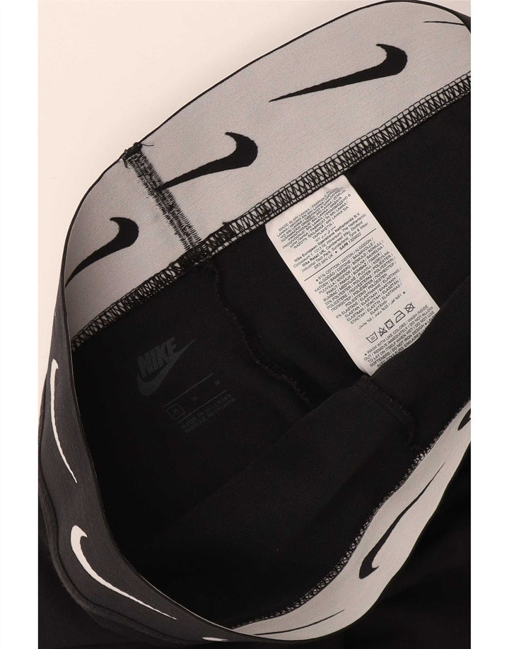 Leggings crop grafic Nike pentru femei UK 12, bumbac mediu negru