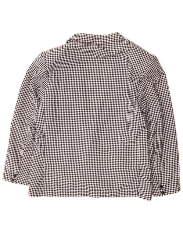 POP 84 Jachetă blazer pentru bărbați cu 1 nasture UK 40 mare, lână vichy, albastru bleumarin