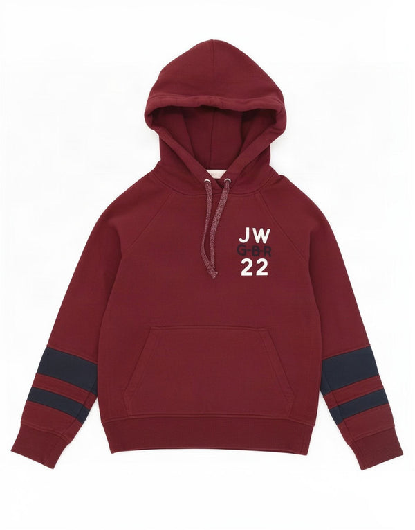 Jack Wills Womens Loose Fit Hoodie Jumper UK 6 XS Burgundy Colourblock