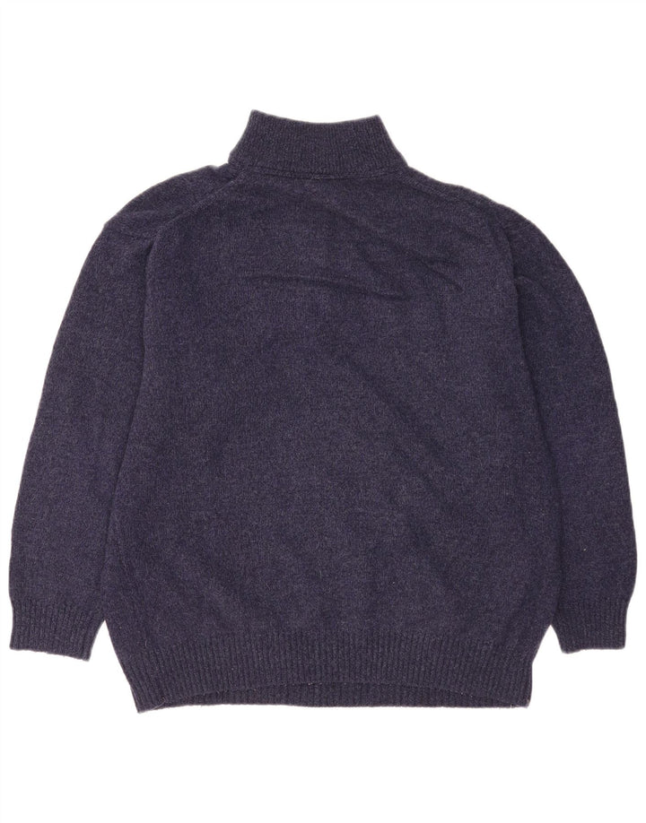 Murphy & Nye Pulover pentru bărbați cu fermoar și gât, lână mare, albastru