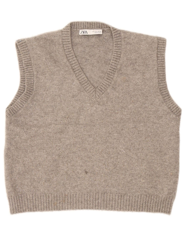Zara Femei Vest Tank Top UK 16 Mare Lână Gri