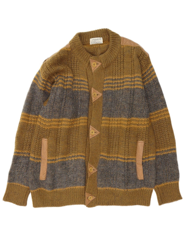Pulover cardigan pentru bărbați Schiatti&Co, verde mediu Mohair color bloc