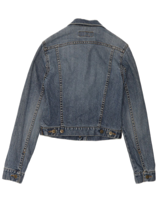 Jachetă de denim Fcuk pentru femei, cu ajustare normală, UK 10, bumbac albastru mic
