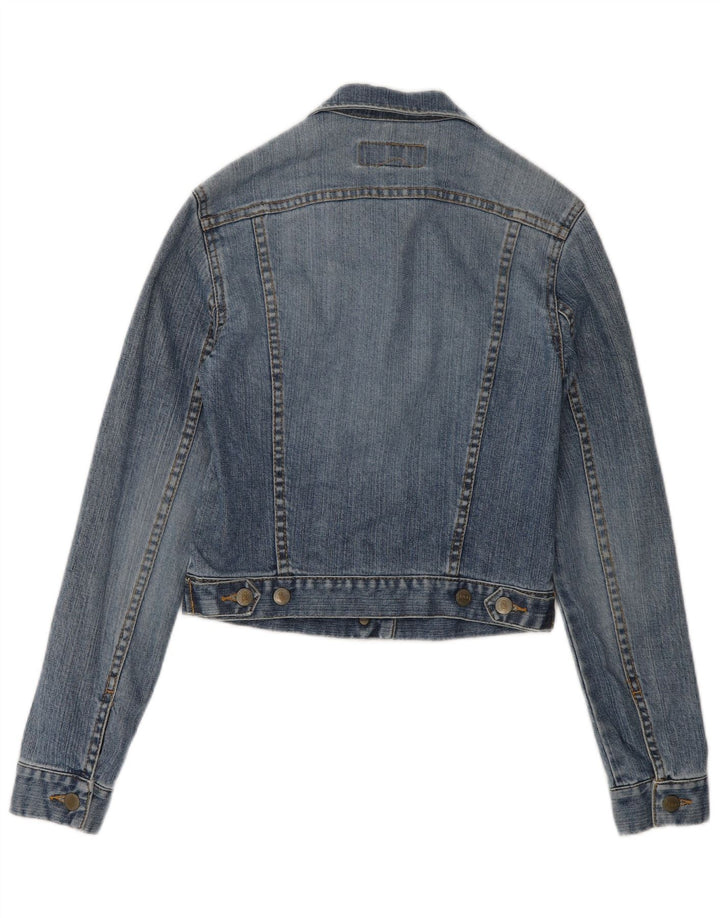 Jachetă de denim Fcuk pentru femei, cu ajustare normală, UK 10, bumbac albastru mic