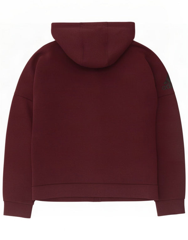 Adidas Pulover cu capota cu fermoar pentru femei UK 10 Small Burgundy Bumbac