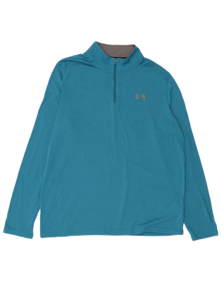 Pulover pentru bărbați Under Armour Heat Gear, cu fermoar, cu gât, mare, albastru