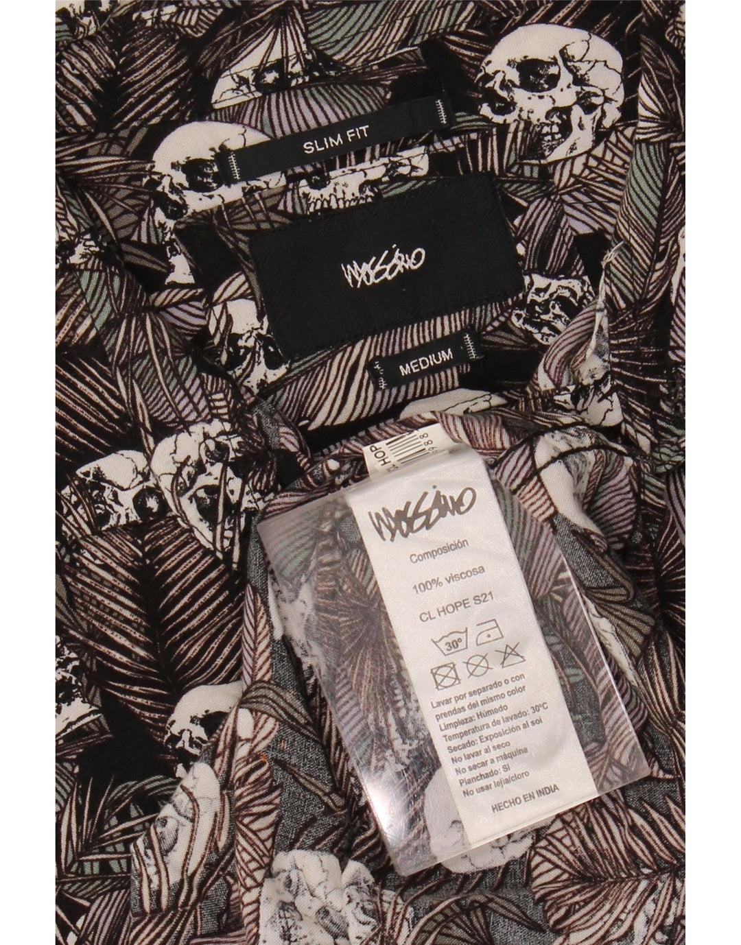 MOSSIMO Mens Abstract Pattern Slim Fit Shirt Medium Black Viscose Vintage Mossimo and Second-Hand Mossimo from Messina Hembry 