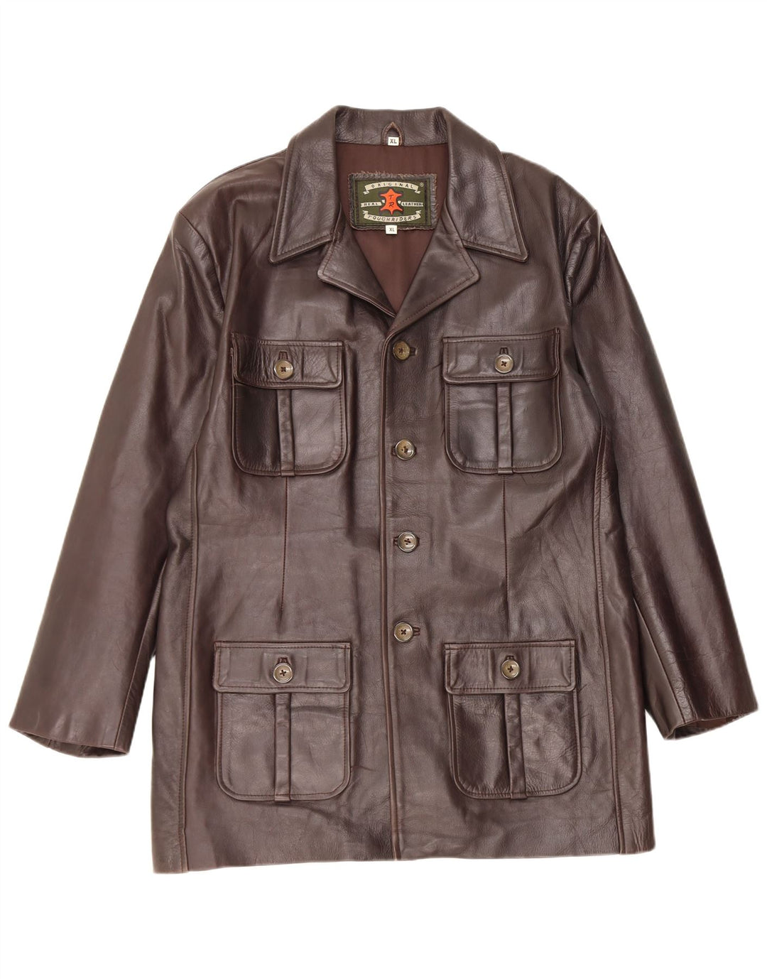 Palton din piele vintage pentru femei UK 18 XL maro