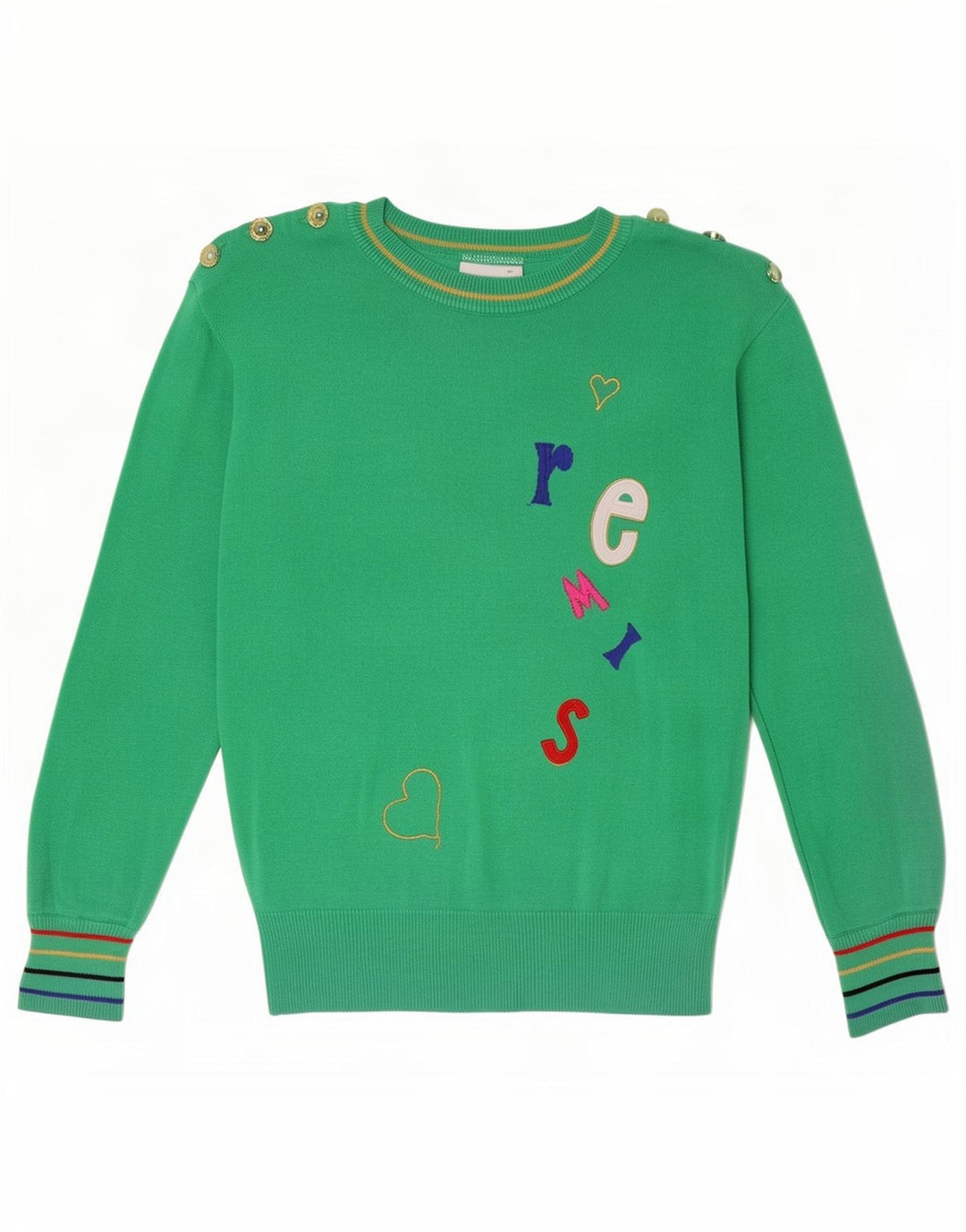 Pulover cu decolteu rotund cu grafic pentru femei Basler UK 14 verde mediu