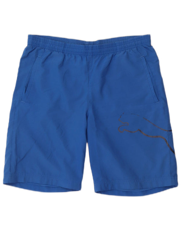 Pantaloni scurți sport grafic Puma pentru băieți 13-14 ani, poliester albastru