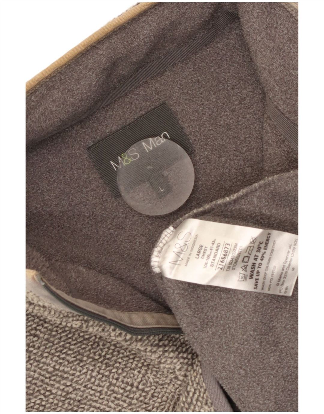 Pulover pentru bărbați Marks & Spencer, cu fermoar, cu gât, poliester mare, gri