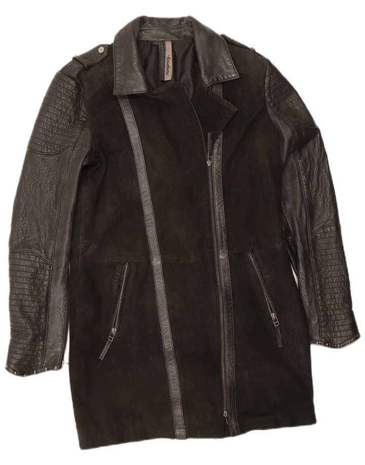 Palton de piele pentru femei MONTGOMERY UK 12 Medium Black Colorblock