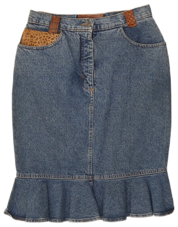 Fusta Denim Sem Vaccaro Femei IT 44 Medium W28 Bumbac Animal Print Albastru