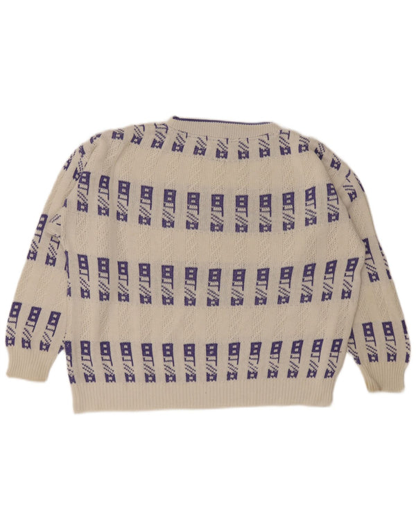 Pulover Eisbar pentru bărbați, cu gât roșu, XL, alb, geometric