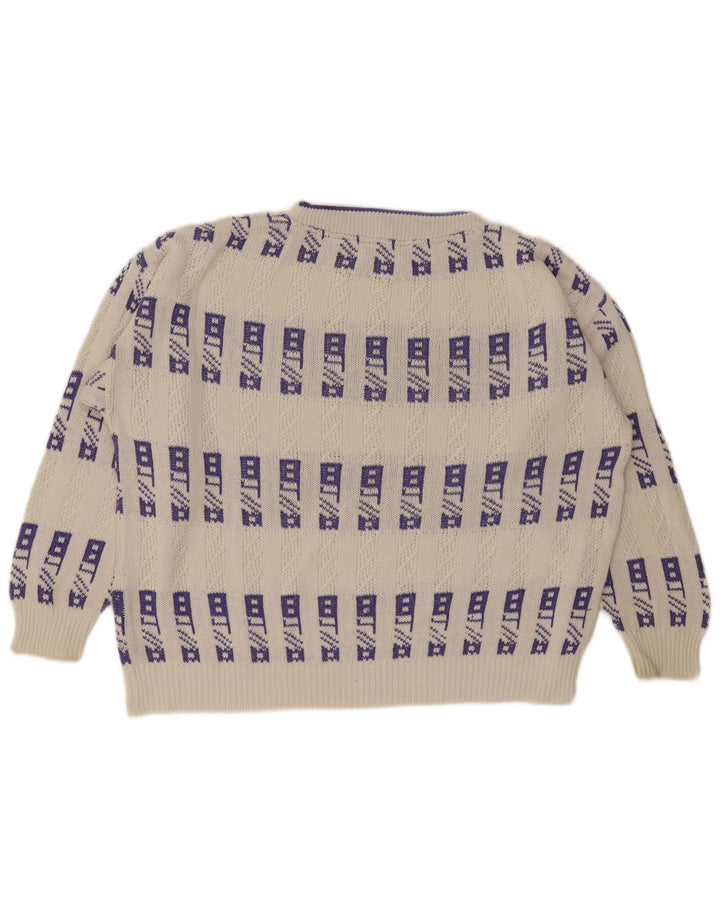 Pulover Eisbar pentru bărbați, cu gât roșu, XL, alb, geometric