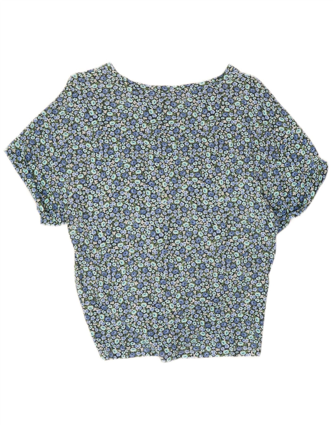 TOMMY HILFIGER Bluză Crop Top pentru femei UK 10 Small Blue Floral Bumbac